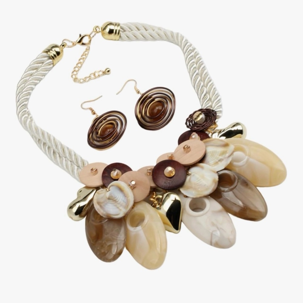 NEW Chunky Statement Pendant Necklace Earrings Set